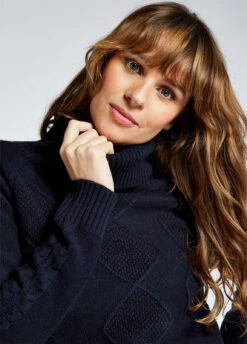 Dubarry Belleek Chunky Roll Neck Sweater - Navy -Dubarry Sales 406803 5