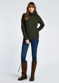 Dubarry Belleek Chunky Roll Neck Sweater - Olive -Dubarry Sales 406809 3