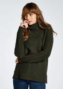 Dubarry Belleek Chunky Roll Neck Sweater - Olive