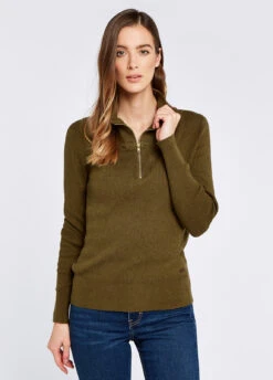 Dubarry Newtown Zip Neck Sweater - Dusky Green