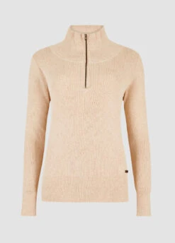 Dubarry Newtown Zip Neck Sweater - Oyster -Dubarry Sales 407266 1