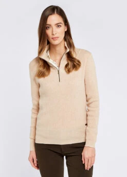 Dubarry Newtown Zip Neck Sweater - Oyster