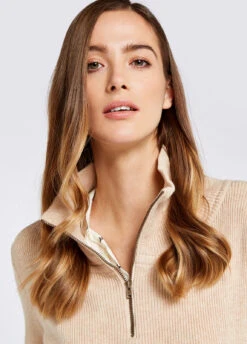 Dubarry Newtown Zip Neck Sweater - Oyster -Dubarry Sales 407266 4