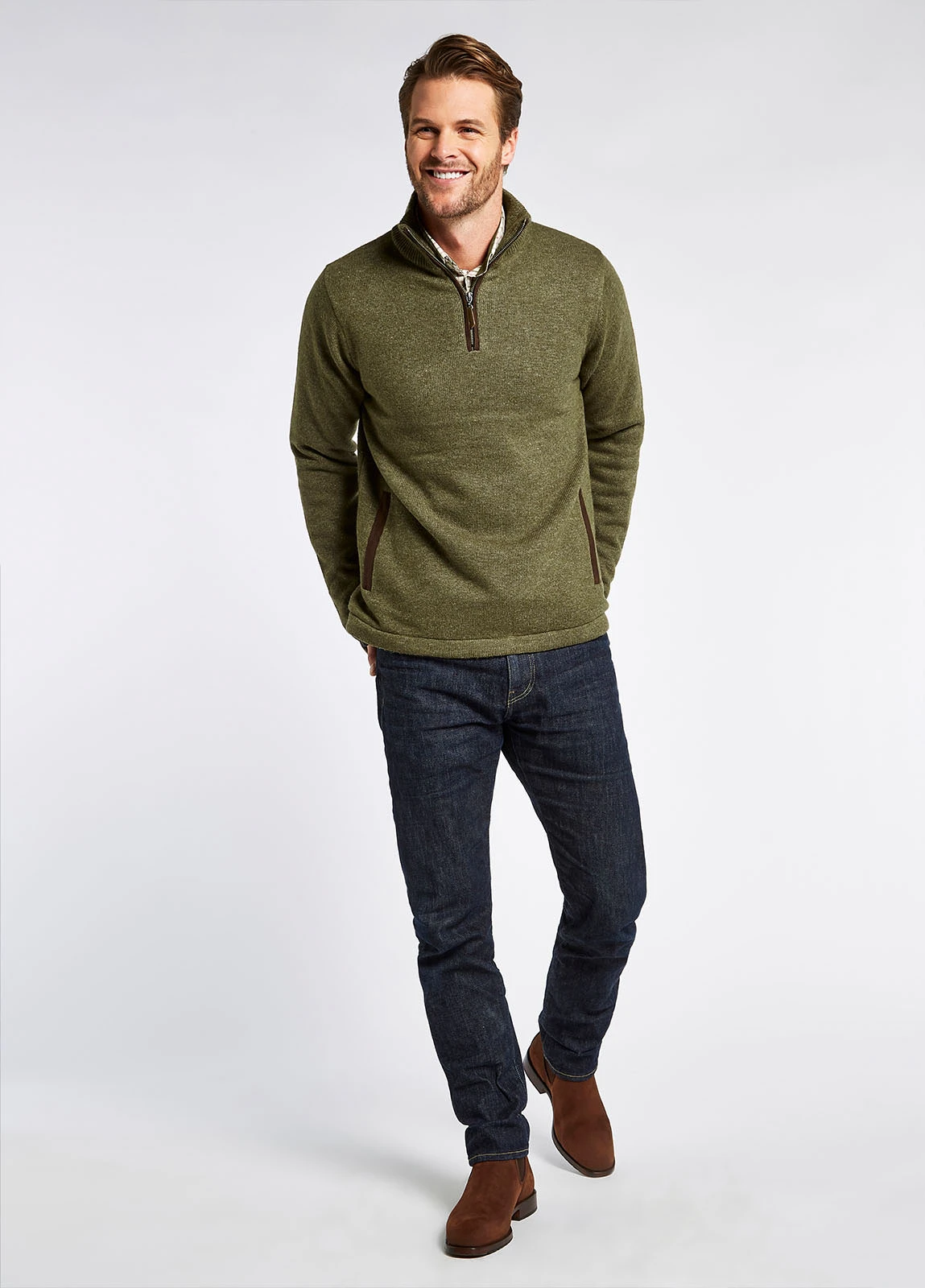 Dubarry Feeney Zip Neck Sweater - Dusky Green 4 Dubarry Feeney Zip Neck Sweater - Dusky Green - Image 2