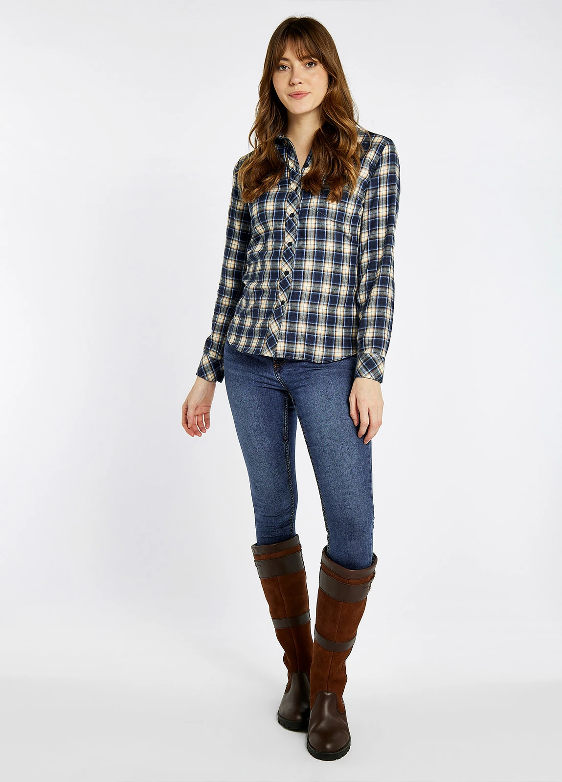 Dubarry Japonica Check Shirt - Peacock Blue 4 Dubarry Japonica Check Shirt - Peacock Blue - Image 2