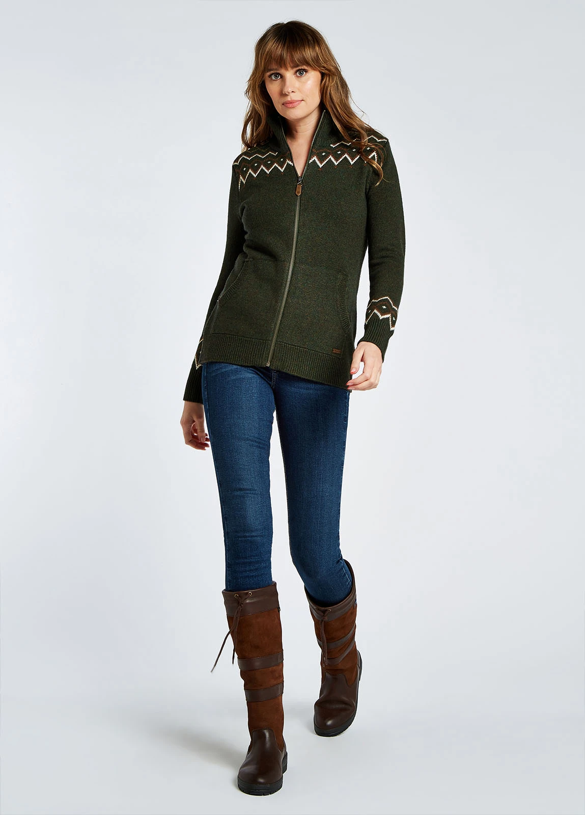 Dubarry Balbriggan Full Zip Sweater - Olive 5 Dubarry Balbriggan Full Zip Sweater - Olive - Image 3