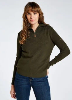 Dubarry Kilbarry Zip Neck Sweater - Olive