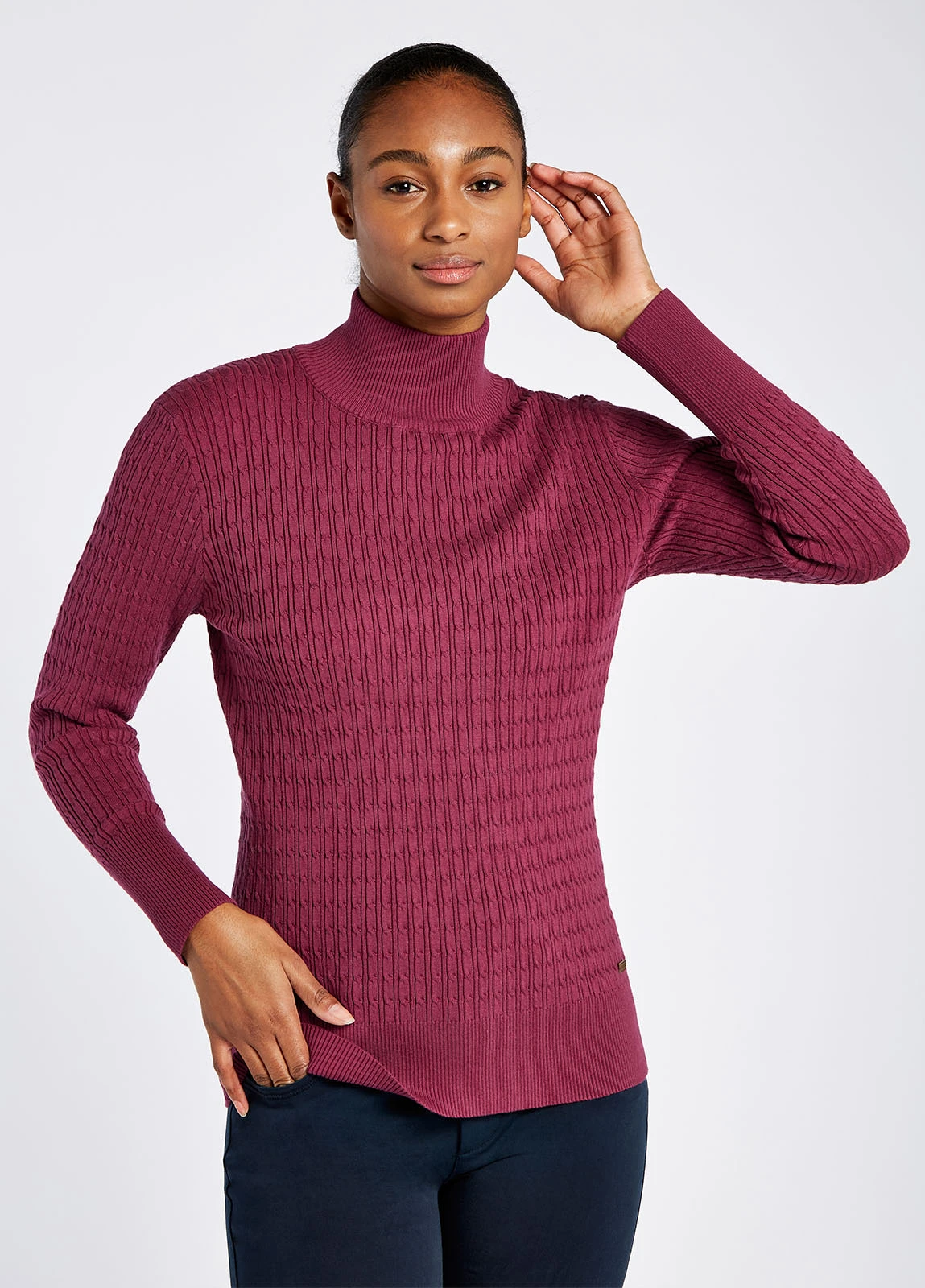 Dubarry Hacketstown Funnel Neck Sweater - Currant 3 Dubarry Hacketstown Funnel Neck Sweater - Currant