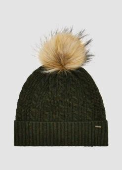 Dubarry Bruff Knitted Bobble Hat - Olive